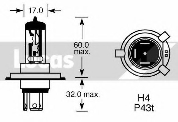 LUCAS ELECTRICAL LLB472 Bulb, spotlight